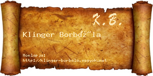 Klinger Borbála névjegykártya