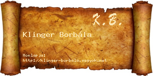 Klinger Borbála névjegykártya